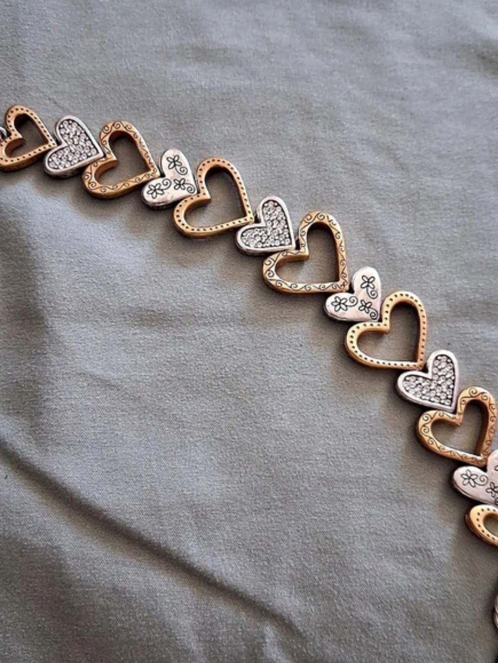 Brighton Vintage Retired Mosaic Two Tone Links Bracelet Gold & Silver